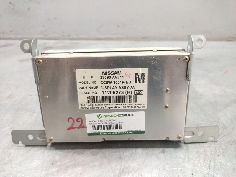 Recambio de pantalla multifuncion para nissan primera berlina (p12) acenta referencia OEM IAM 280920AV611  