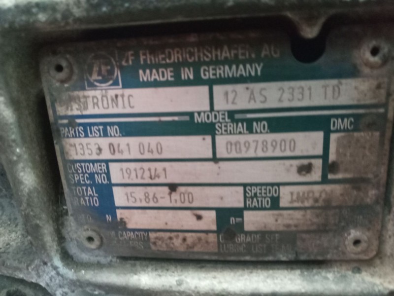 Recambio de caja cambios para daf serie xf106.xxx referencia OEM IAM 12AS2331TD 1912141 1353041040