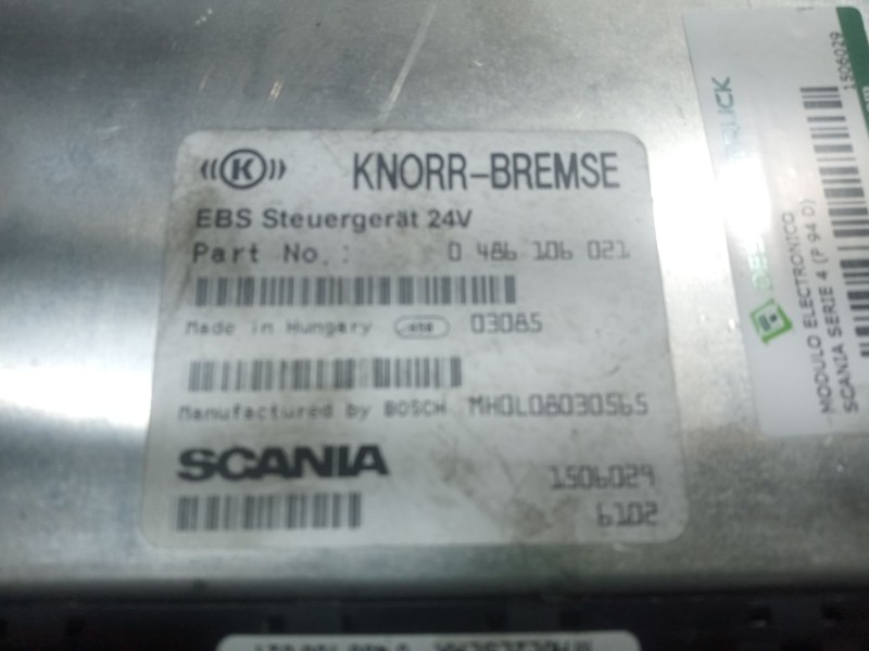 Recambio de modulo electronico para scania serie 4 (p 94 d) 9.0 diesel (6 cil.) referencia OEM IAM 1506029 CENTRALITA EBS 048610