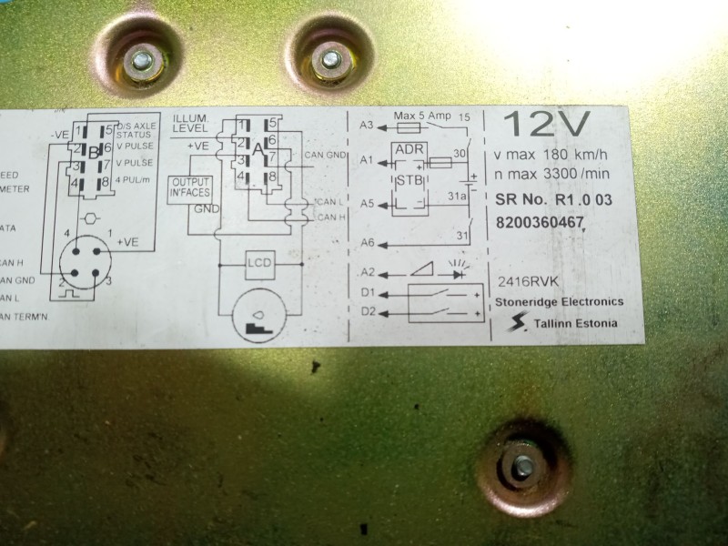 Recambio de tacografo para renault mascott caja/chasis 120.65 (a00500007) referencia OEM IAM 2416rvk 8200360467 srnor1003