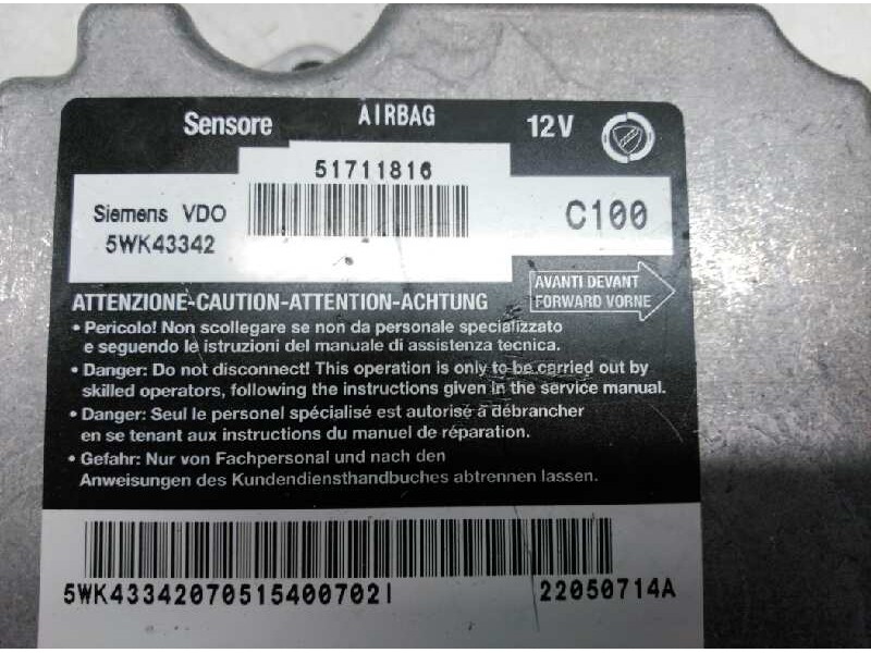 Recambio de centralita airbag para fiat stilo (192) 1.6 16v referencia OEM IAM 5WK43342 SIEMENS 