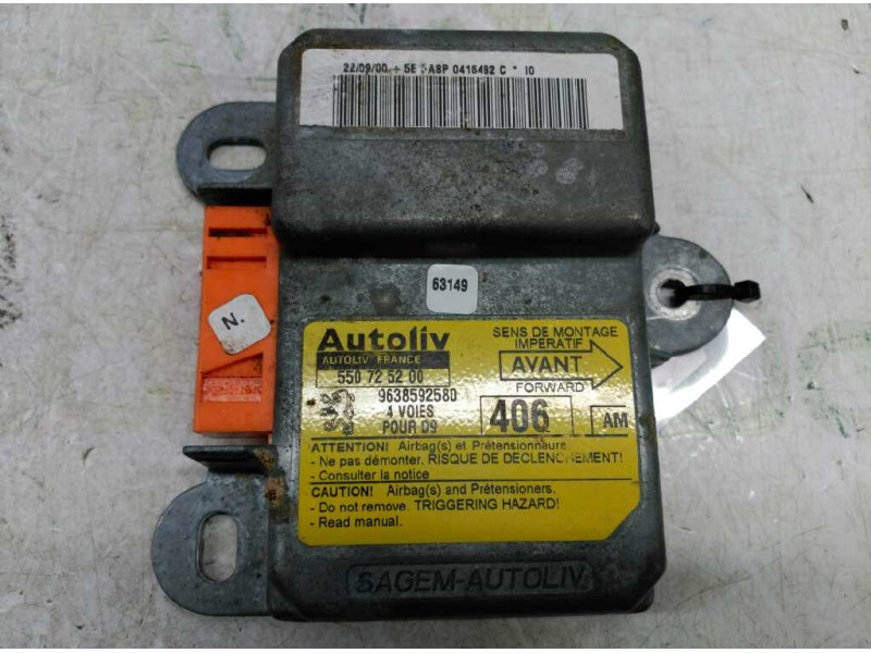 Recambio de centralita airbag para peugeot 406 berlina (s1/s2) sr referencia OEM IAM 9638592580 550725200 