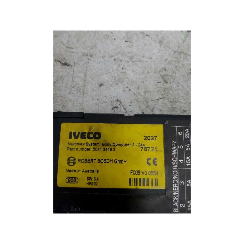 Recambio de modulo electronico para iveco trucks stralis ad 190s45 referencia OEM IAM 504134192 SW3.4 CENTRALITA BODY COMPUTER