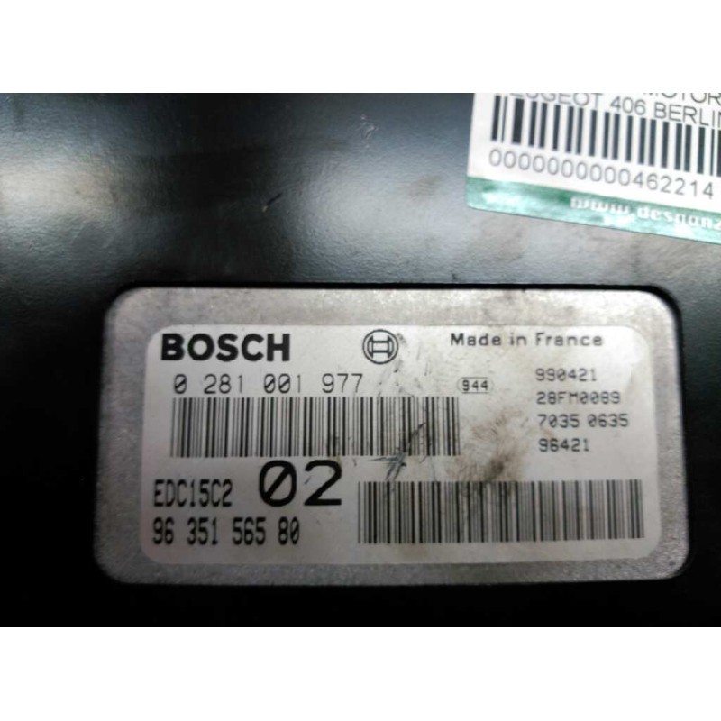 Recambio de centralita motor uce para peugeot 406 berlina (s1/s2) srdt pack referencia OEM IAM 9635156580 0281001977 