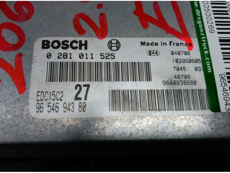 Recambio de centralita motor uce para peugeot 206 berlina referencia OEM IAM 9654694380 0281011525 