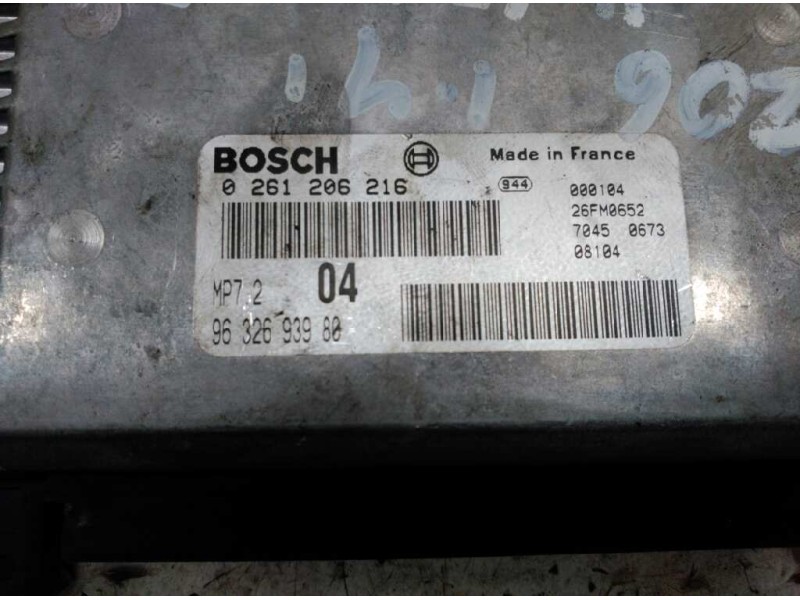 Recambio de centralita motor uce para peugeot 206 berlina referencia OEM IAM 0261206216 9632693980 BOSCH