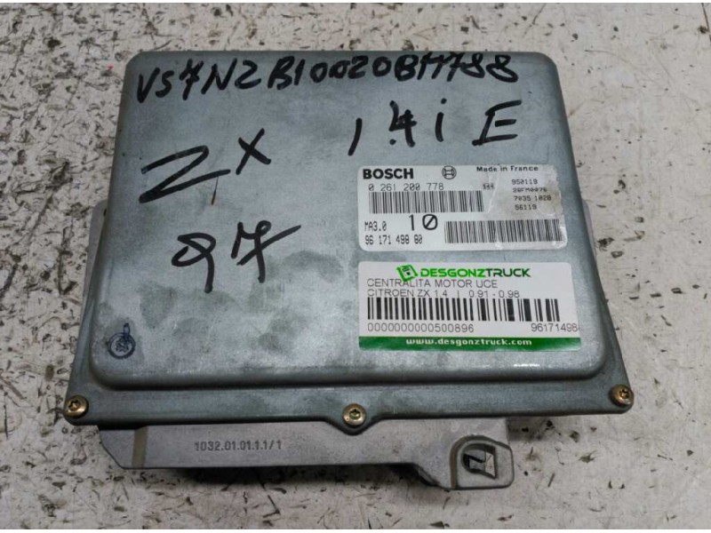 Recambio de centralita motor uce para citroen zx 1.4 referencia OEM IAM 9617149880 0261200778 BOSCH