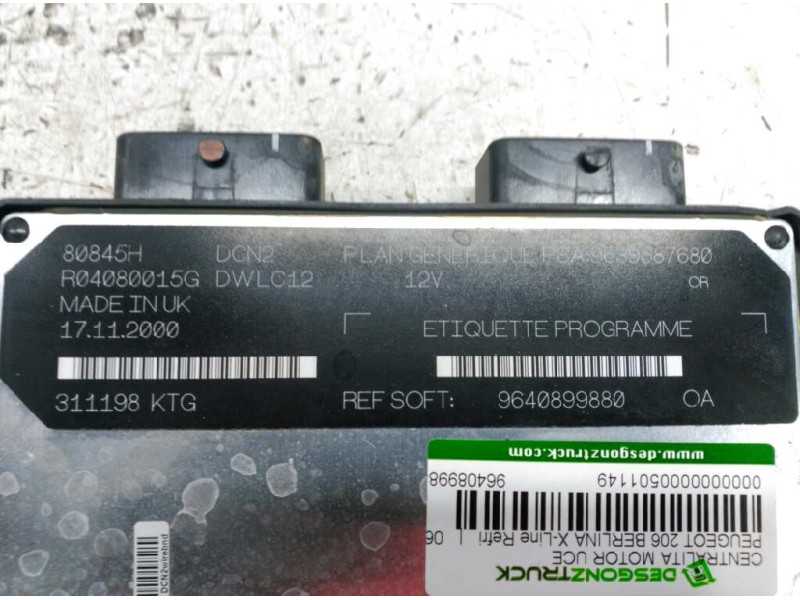 Recambio de centralita motor uce para peugeot 206 berlina x-line refri referencia OEM IAM 9640899880 9639587680 