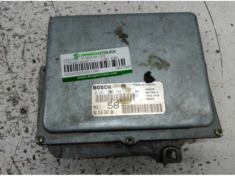 Recambio de centralita motor uce para citroen saxo 1.1 referencia OEM IAM 9631528780 0261284788 BOSCH