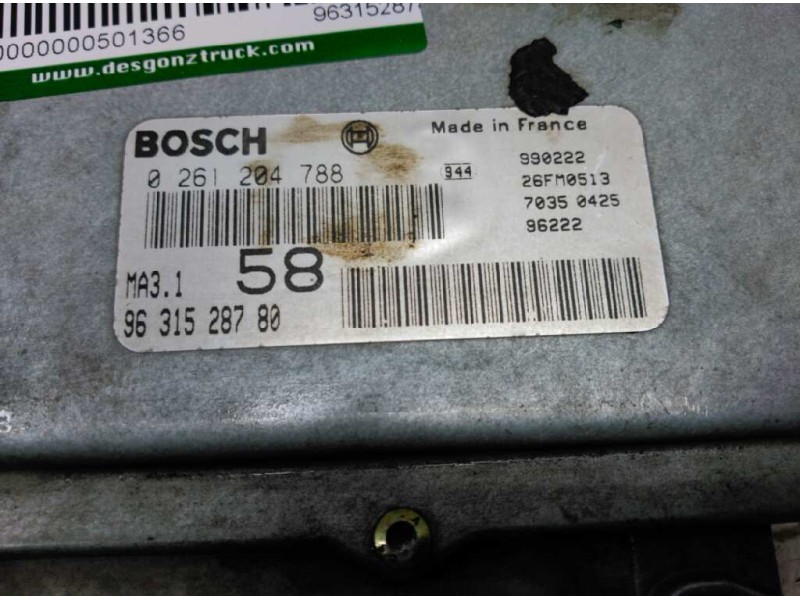 Recambio de centralita motor uce para citroen saxo 1.1 referencia OEM IAM 9631528780 0261284788 BOSCH