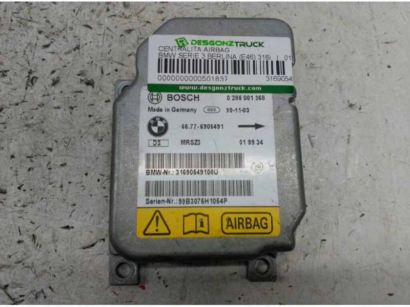 Recambio de centralita airbag para bmw serie 3 berlina (e46) 316i referencia OEM IAM 31690549100U 0285001368 
