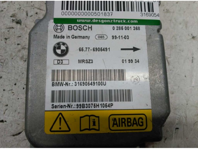 Recambio de centralita airbag para bmw serie 3 berlina (e46) 316i referencia OEM IAM 31690549100U 0285001368 