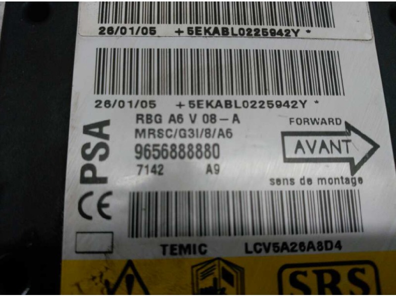 Recambio de centralita airbag para citroen c2 empresa referencia OEM IAM 9656888880 LV5A26A8D4 