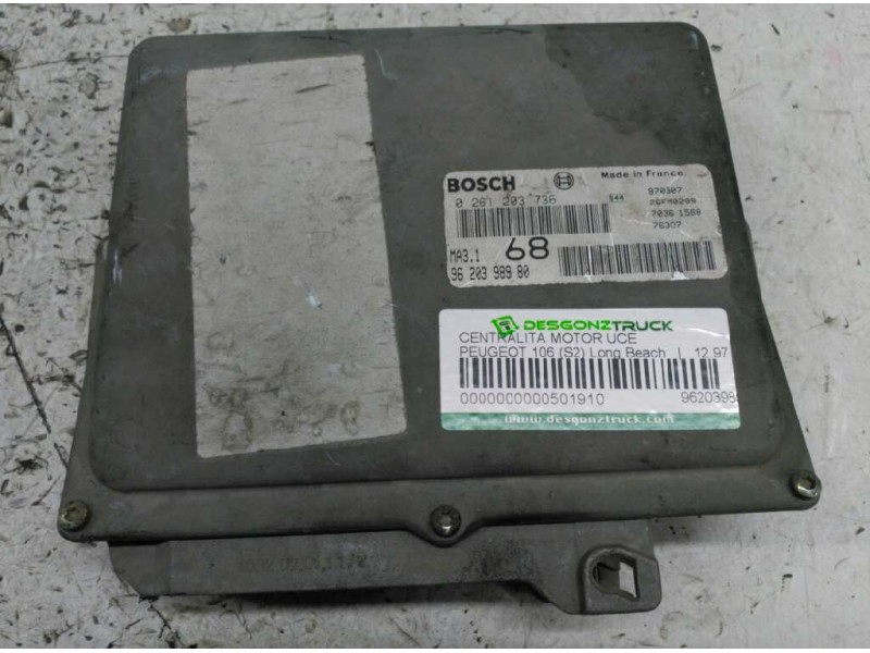 Recambio de centralita motor uce para peugeot 106 (s2) long beach referencia OEM IAM 9620398980 0261203736 26FM0209