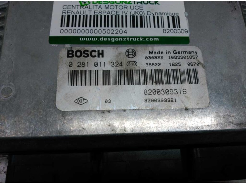 Recambio de centralita motor uce para renault espace iv (jk0) dynamique referencia OEM IAM 8200309316 0281011324 BOSCH