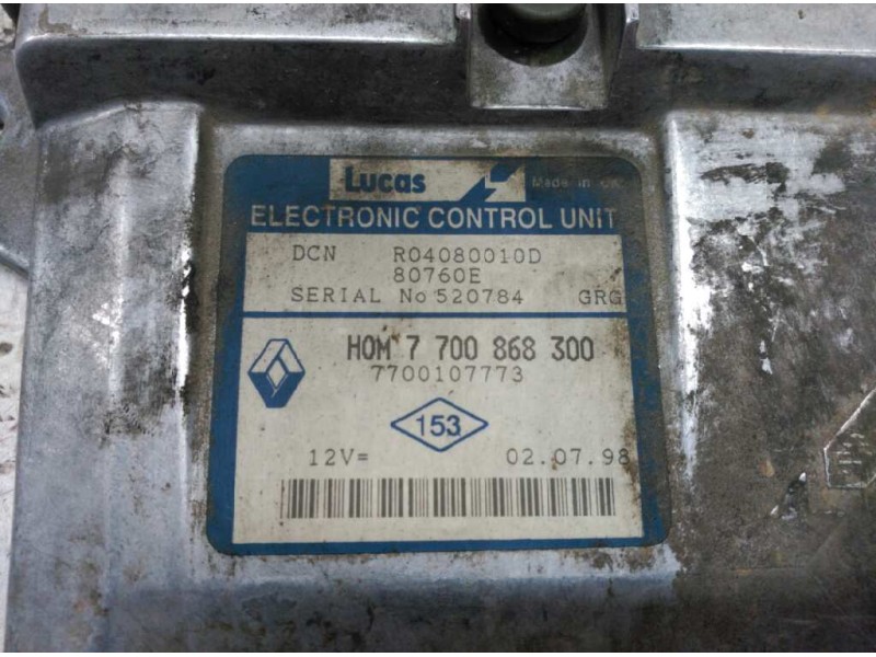 Recambio de centralita motor uce para renault kangoo (f/kc0) referencia OEM IAM 7700868300 80760E 7700107773