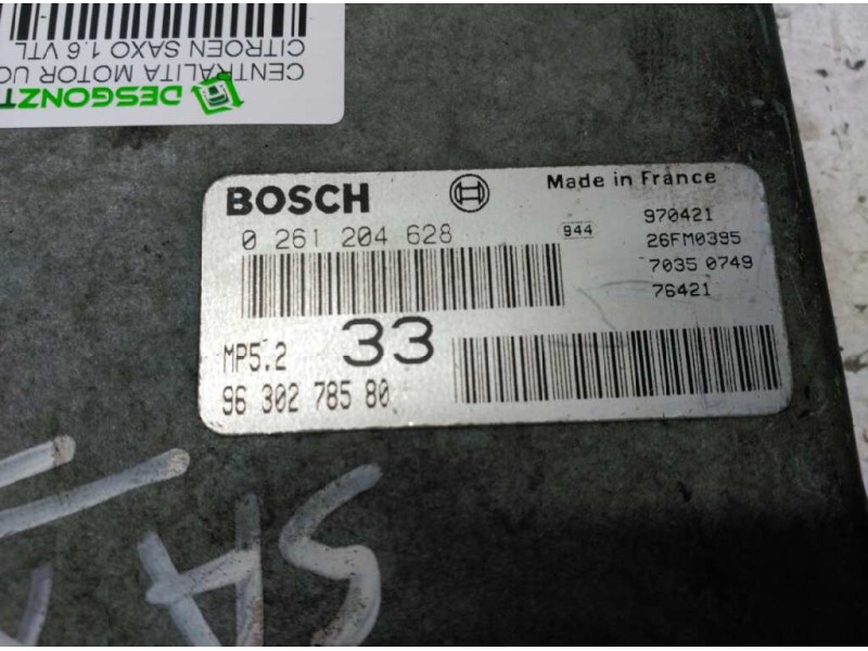 Recambio de centralita motor uce para citroen saxo 1.6 vtl referencia OEM IAM 9630278580 0261204628 