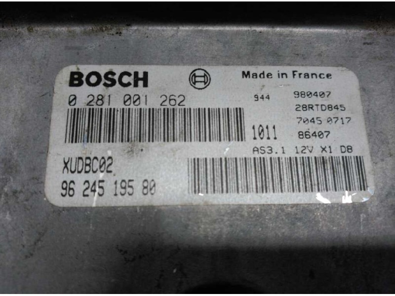 Recambio de centralita motor uce para citroen xantia berlina 1.9 turbodiesel referencia OEM IAM 0281001262 9624519580 