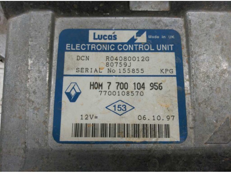 Recambio de centralita motor uce para renault kangoo (f/kc0) alize referencia OEM IAM 7700104956 7700108570 R04080012G