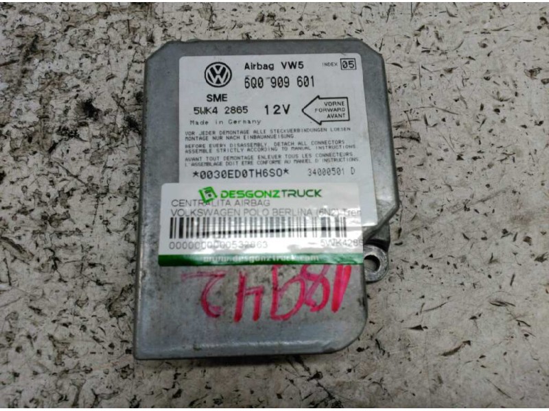 Recambio de centralita airbag para volkswagen polo berlina (6n2) trendline referencia OEM IAM 5WK42865 6Q09098601 
