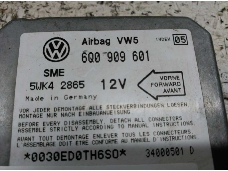 Recambio de centralita airbag para volkswagen polo berlina (6n2) trendline referencia OEM IAM 5WK42865 6Q09098601 