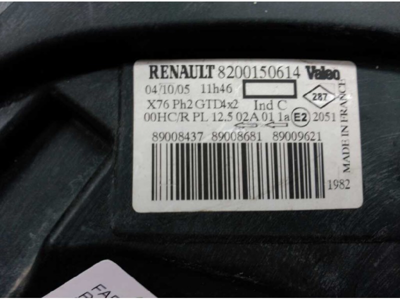 Recambio de faro izquierdo para renault kangoo (f/kc0) alize referencia OEM IAM 8200150614  