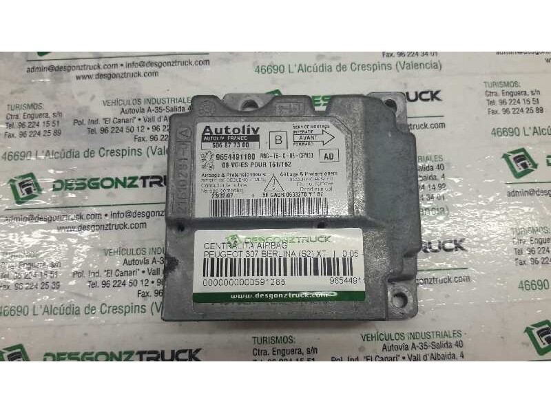 Recambio de centralita airbag para peugeot 307 berlina (s2) xt referencia OEM IAM 9654491180  