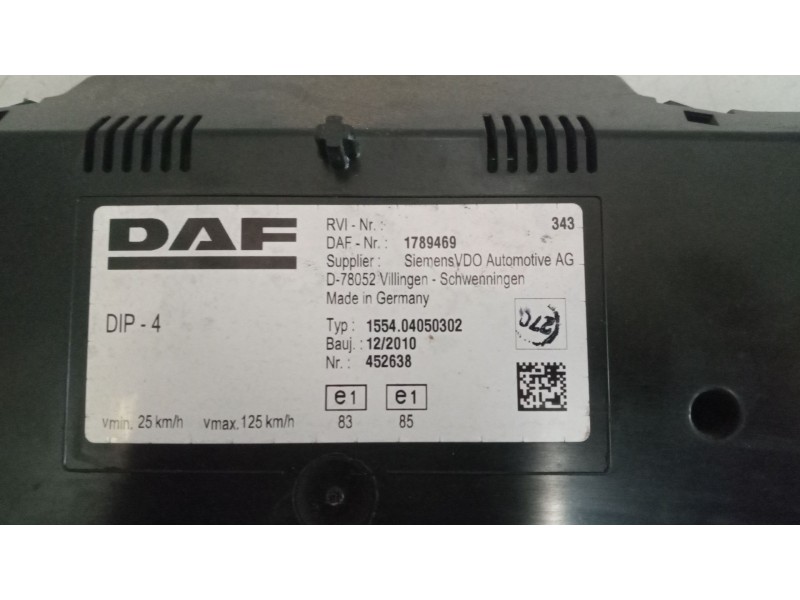 Recambio de cuadro instrumentos para daf serie xf105.xxx 12.9 diesel referencia OEM IAM 1789469  