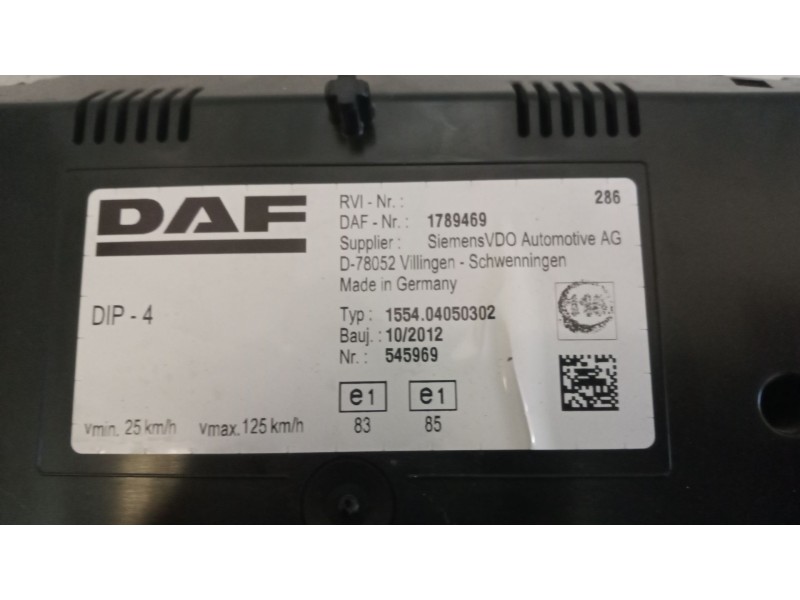 Recambio de cuadro instrumentos para daf serie xf105.xxx 12.9 diesel referencia OEM IAM 1789469  