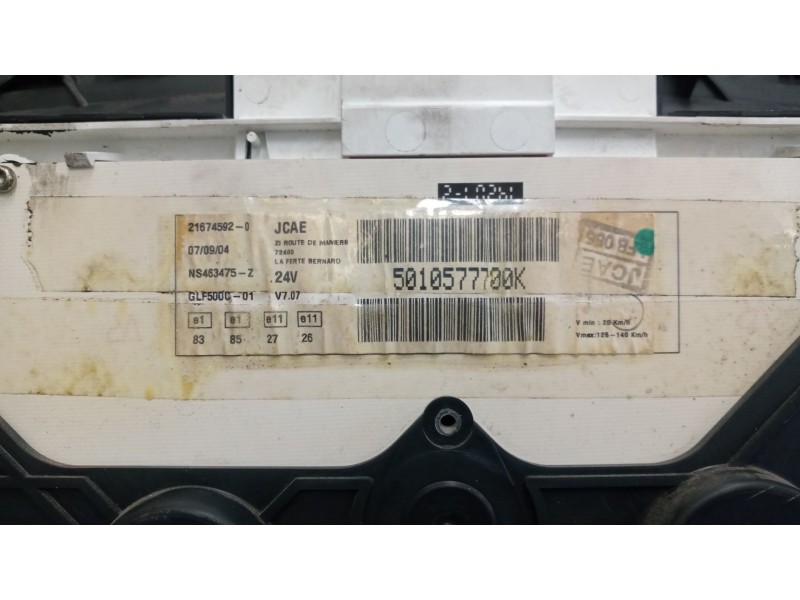 Recambio de cuadro instrumentos para renault city bus city-line referencia OEM IAM 501077700k  