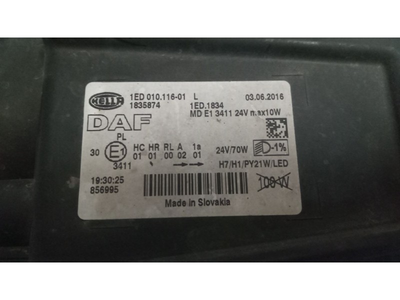 Recambio de faro izquierdo para daf xf 106 480 referencia OEM IAM 1835874  