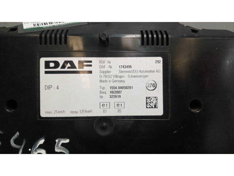 Recambio de cuadro instrumentos para daf serie xf105.xxx 12.9 diesel referencia OEM IAM 1743496  