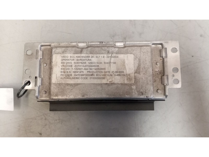 Recambio de modulo electronico para iveco eurocargo 05.03  5.9 diesel referencia OEM IAM 504071193 CENTRALITA ABS 0486104110