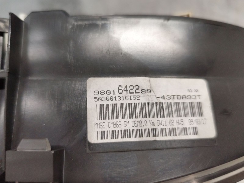 Recambio de cuadro instrumentos para peugeot partner tepee 1.6 bluehdi 100 referencia OEM IAM 9801642280  