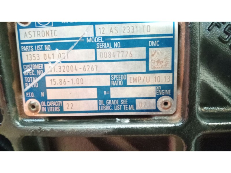 Recambio de caja cambios para man tgx 18.xxx 12.4 diesel referencia OEM IAM 12AS2331TD 81320046267 1353041031