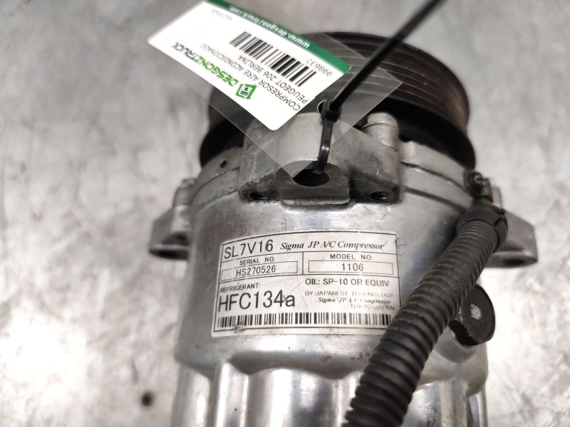 Recambio de compresor aire acondicionado para peugeot 206 berlina 2.0 hdi cat referencia OEM IAM HS270526  
