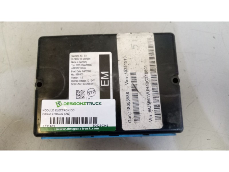 Recambio de modulo electronico para iveco stralis (as) 12.9 diesel referencia OEM IAM 504230341  VERSION 1.0