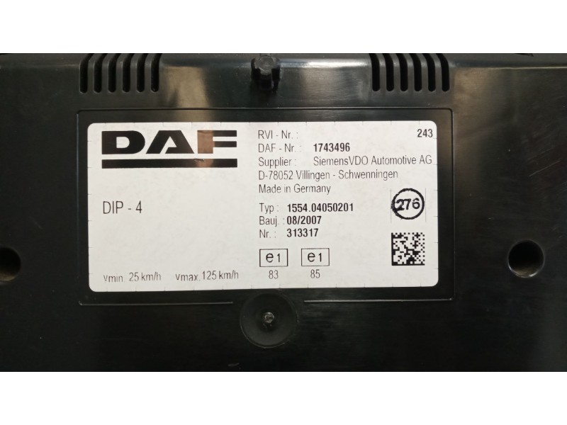Recambio de cuadro instrumentos para daf serie xf105.xxx 12.9 diesel referencia OEM IAM 1743496  