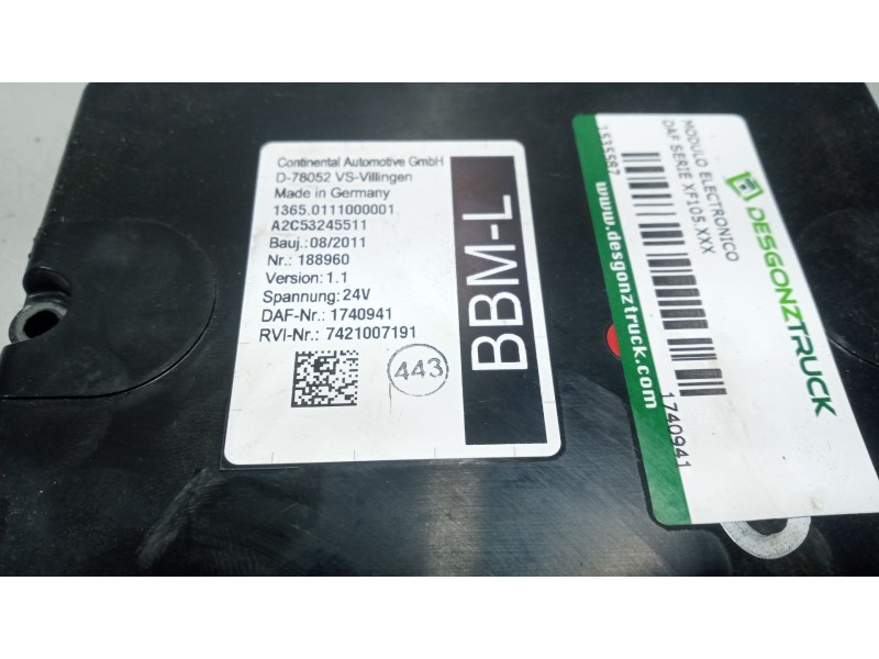 Recambio de modulo electronico para daf serie xf105.xxx 12.9 diesel referencia OEM IAM 1740941  7421007191