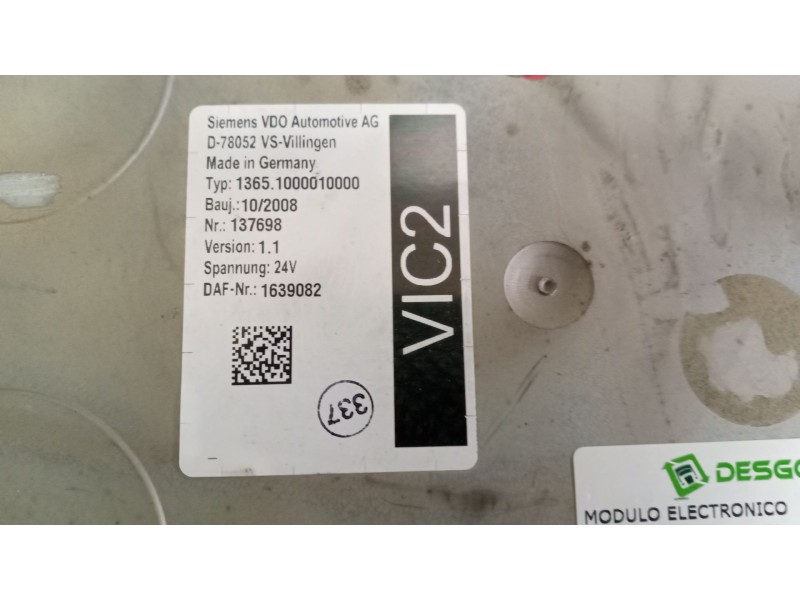 Recambio de modulo electronico para daf serie xf105.xxx 12.9 diesel referencia OEM IAM 1639082  VERSION1.1