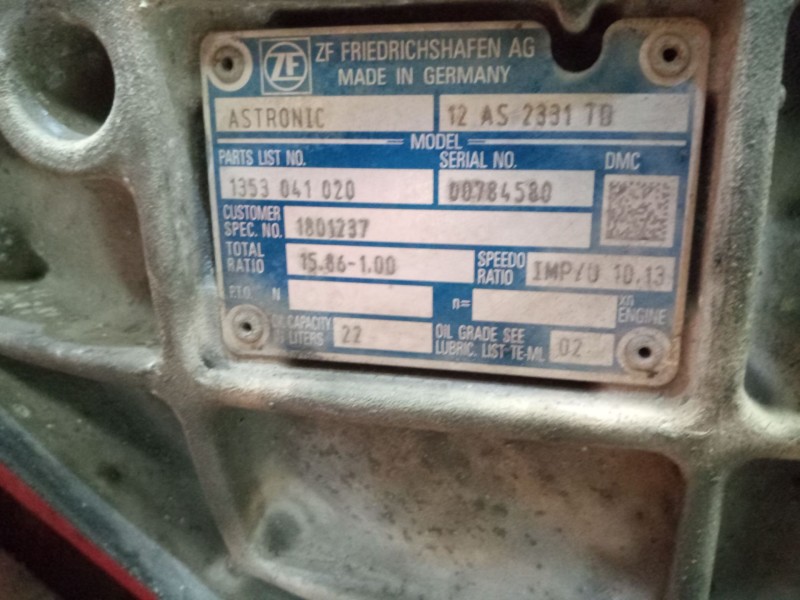 Recambio de caja cambios para daf serie xf105.xxx 12.9 diesel referencia OEM IAM 12AS2331TD 1353041020 1801237
