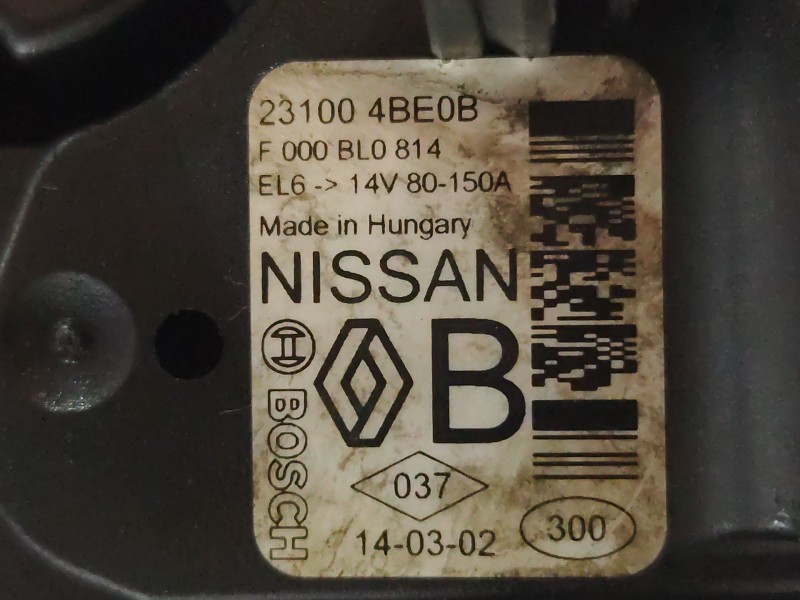 Recambio de alternador para nissan qashqai ii (j11, j11_) 1.6 dci referencia OEM IAM 231004BE0B  