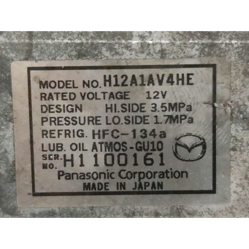 Recambio de compresor aire acondicionado para mazda 3 (bl) 2.2 mzr cd (bl10) referencia OEM IAM H12A1AV4HE  