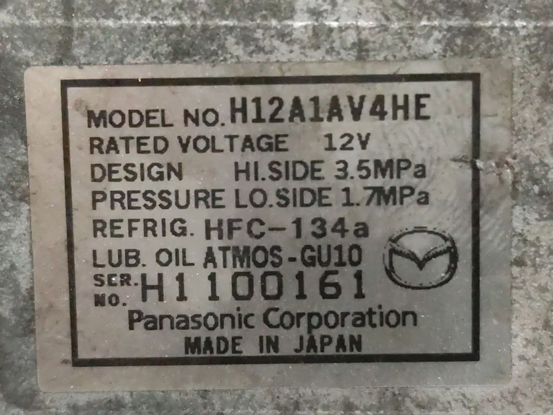 Recambio de compresor aire acondicionado para mazda 3 (bl) 2.2 mzr cd (bl10) referencia OEM IAM H12A1AV4HE  