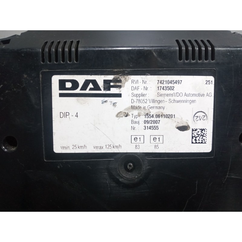 Recambio de cuadro instrumentos para daf serie lf45.xxx desde 06 6.7 diesel referencia OEM IAM 1743502 7421045497 