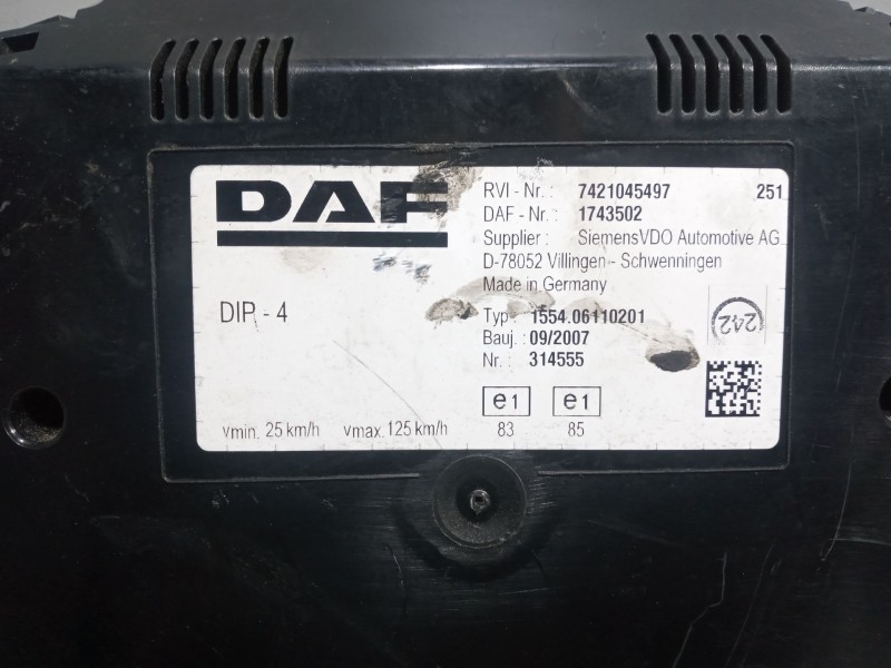 Recambio de cuadro instrumentos para daf serie lf45.xxx desde 06 6.7 diesel referencia OEM IAM 1743502 7421045497 