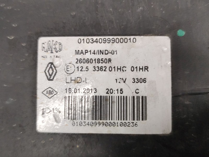 Recambio de faro izquierdo para renault clio iv (bh_) 0.9 tce 90 referencia OEM IAM 260601850R  
