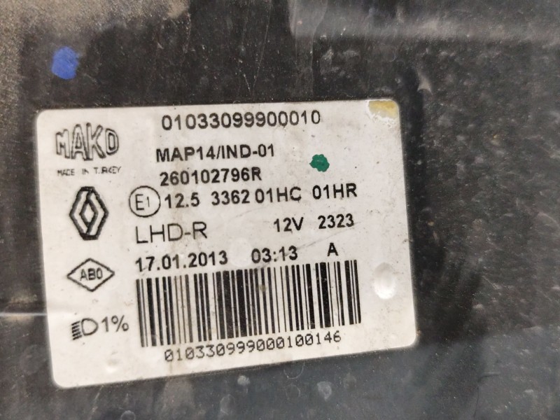 Recambio de faro derecho para renault clio iv (bh_) 0.9 tce 90 referencia OEM IAM 260102796R  
