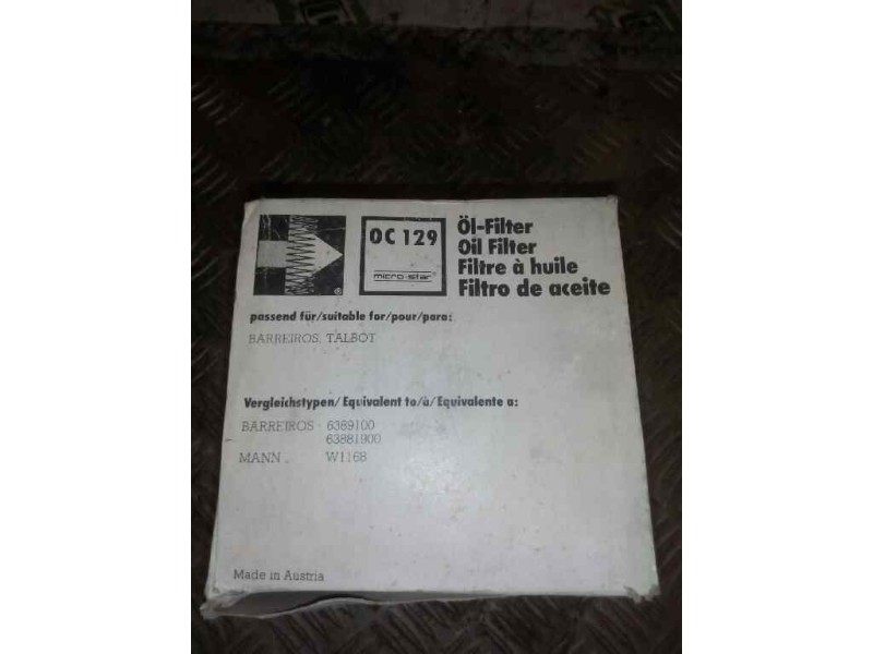 Recambio de filtro aceite para . renault dg320.26 referencia OEM IAM OC129 MARCA:MAHLE 