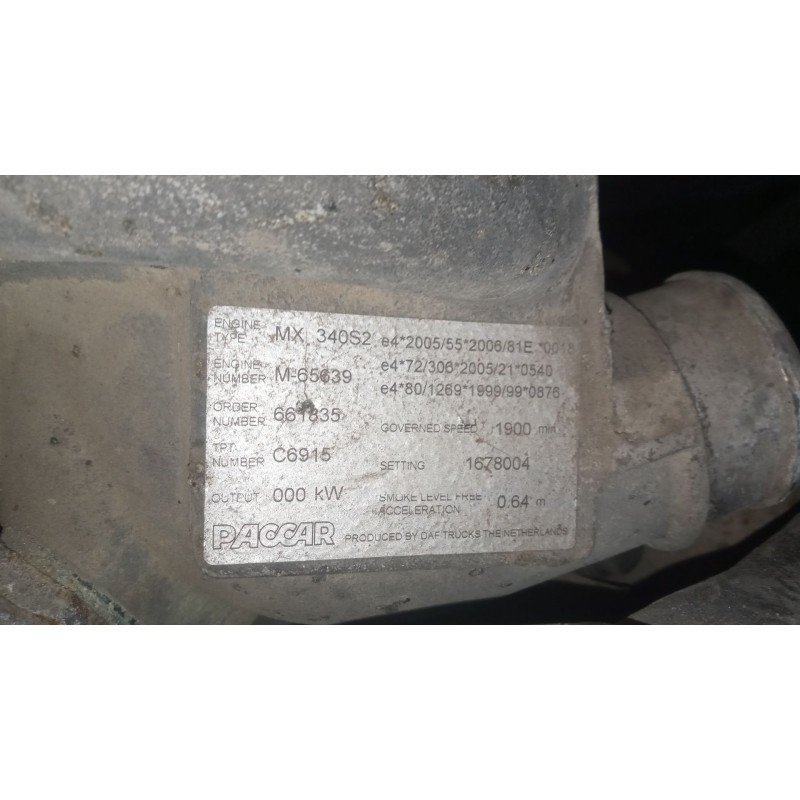 Recambio de despiece motor para daf serie xf105.xxx fsa 4x2 super-space-cab referencia OEM IAM MX340S2  